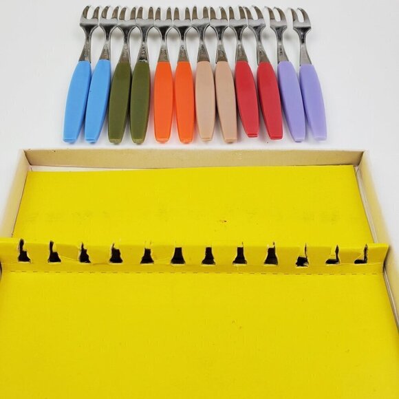 German Cocktail Little Forks Vintage Rostfrei Stainless Steel No. 866 Set 12 MCM - Picture 12 of 12